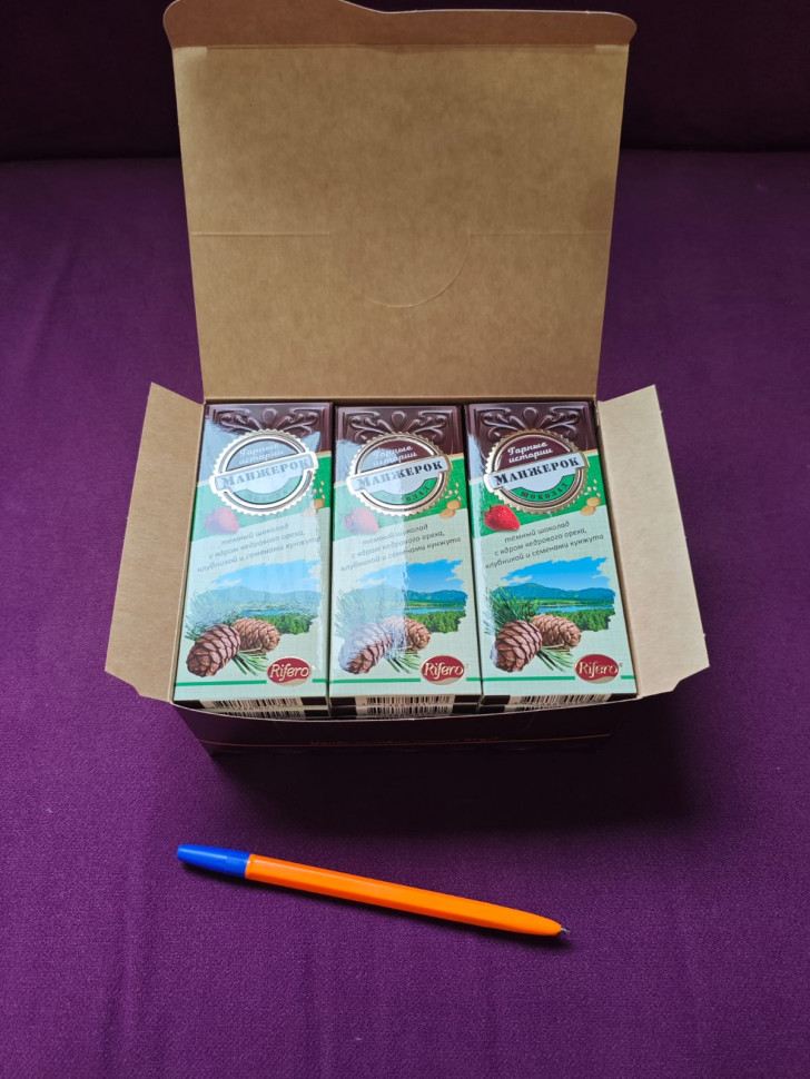   Риф и Ко Шоколадная плитка «Манжерок»(кедровые орехи, клубника, кунжут)  (блок 18шт по 55г)    в Белебее