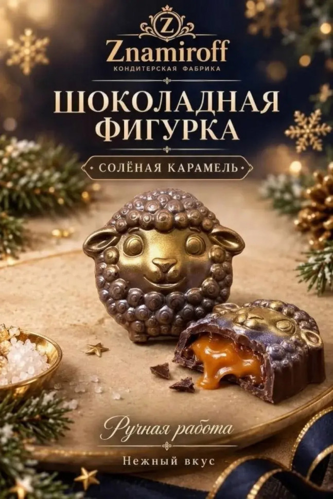  Шоколад фигурный "Овечка-мордашка" молочный шоколад с начинкой солёная карамель(блок 5шт по 70г) в Белебее